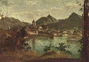 Jean-Baptiste Camille Corot Stadt und See von Como oil